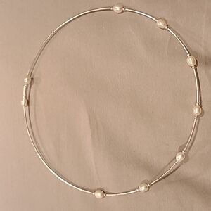 Pearl sterling silver choker necklace